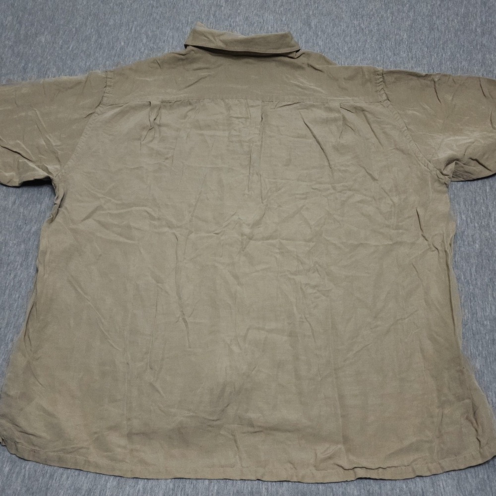 Tasso Elba Mens XL Beige Silk Linen Blend Luxury Camp Resort Shirt Pocket - Picture 7 of 7